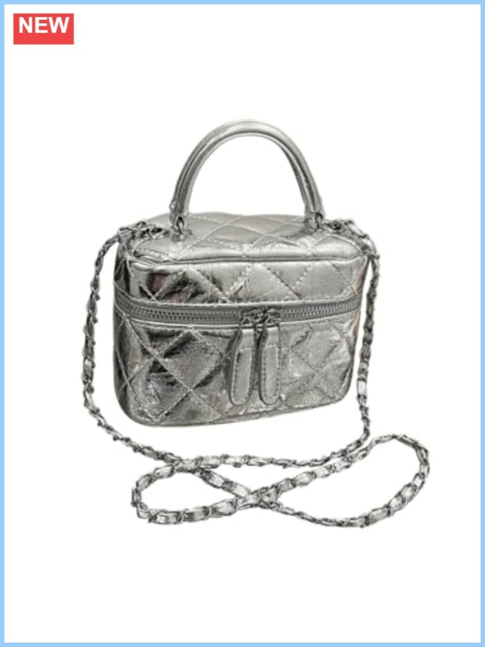 Mini Bucket Quilted Crossbody Hobo Bag Satchel Purse with Chain Strap